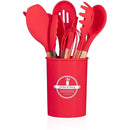 Jogo de Utensílios 12 Peças Silicone com Cabo de Madeira — Cozinha com Estilo e Qualidade