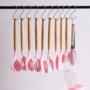 Jogo de Utensílios 12 Peças Silicone com Cabo de Madeira — Cozinha com Estilo e Qualidade