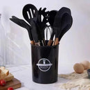 Jogo de Utensílios 12 Peças Silicone com Cabo de Madeira — Cozinha com Estilo e Qualidade