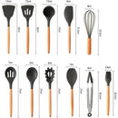 Jogo de Utensílios 12 Peças Silicone com Cabo de Madeira — Cozinha com Estilo e Qualidade