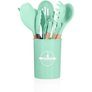 Jogo de Utensílios 12 Peças Silicone com Cabo de Madeira — Cozinha com Estilo e Qualidade