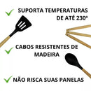 Jogo de Utensílios 12 Peças Silicone com Cabo de Madeira — Cozinha com Estilo e Qualidade