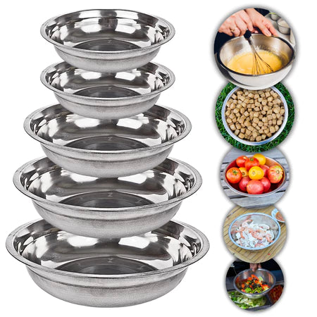 Conjunto 5 Tigelas Bowls Aço Inox — Do Preparo à Mesa com Estilo e Qualidade
