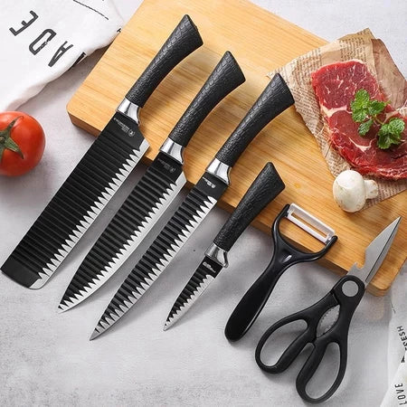 Kit 6 Facas Profissionais Antiaderentes para Cozinha e Churrasco